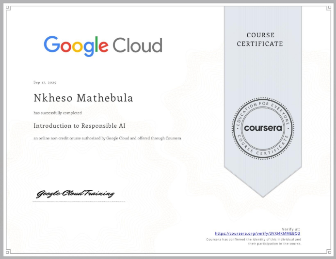 Introduction to Responsible AI Certificate Preview